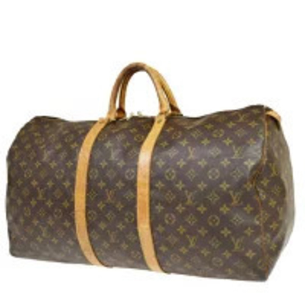 Louis Vuitton Keepall Monogram Leather Travel Bag Brown